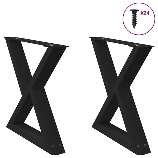 Pieds de table basse (2 pièces) en acier noir, 60 x 42-43,3 cm