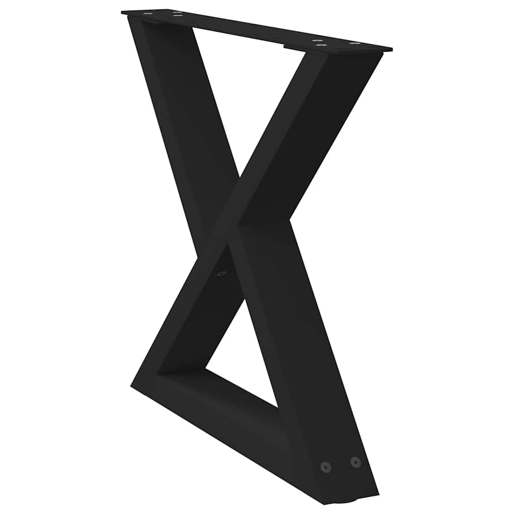Pieds de table basse (2 pièces) en acier noir, 60 x 42-43,3 cm