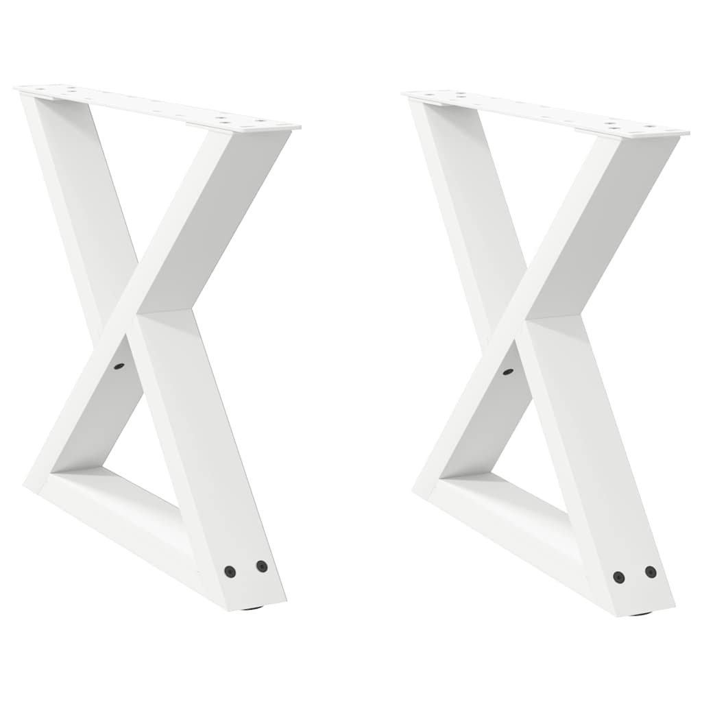 Pieds de table basse (2 pièces) en acier blanc, 60 x 42-43,3 cm