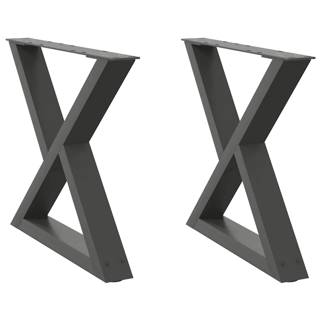 Pieds de table basse, 2 pièces, anthracite, 60 x 42-43,3 cm, acier
