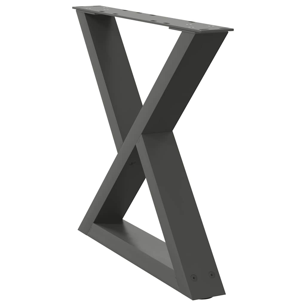 Pieds de table basse, 2 pièces, anthracite, 60 x 42-43,3 cm, acier