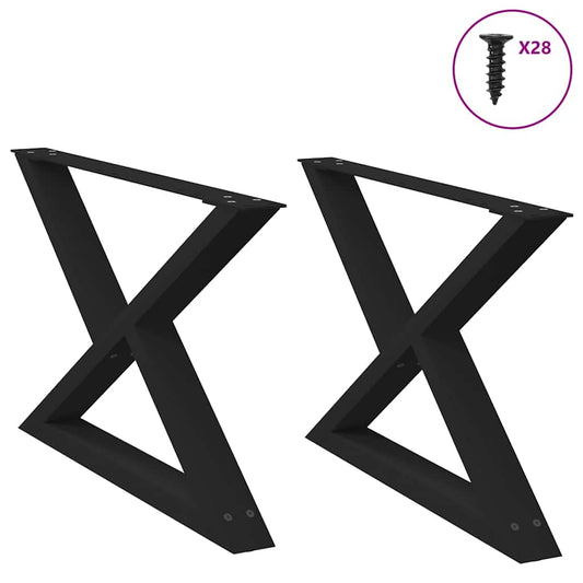 Pieds de table basse (2 pièces) en acier noir, 70 x 42-43,3 cm