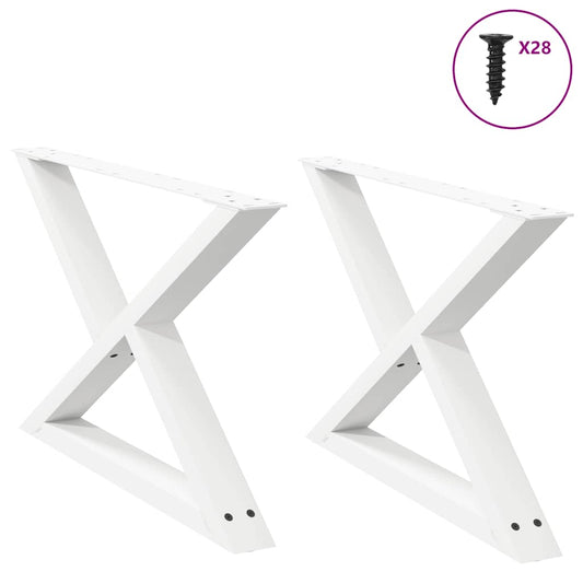 Pieds de table basse (2 pièces) en acier blanc, 70 x 42-43,3 cm
