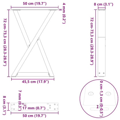 Esstisch Beine 2 Stk. Schwarz 50x(72-73,3) cm Stahl