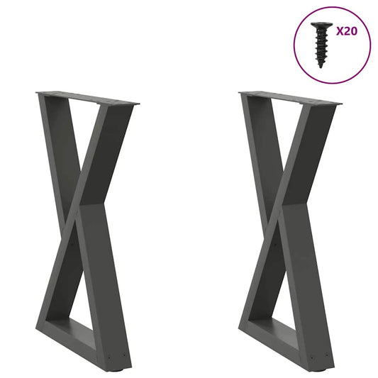 Dining table legs 2 pcs. Anthracite 50x(72-73.3) cm steel