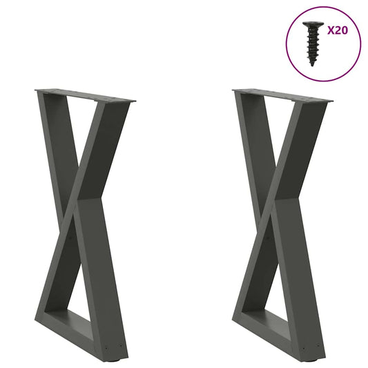 Dining table legs 2 pcs. Anthracite 60x(72-73.3) cm steel