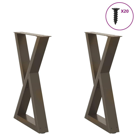 Dining table legs 2 pieces natural steel 60x(72-73.3) cm steel