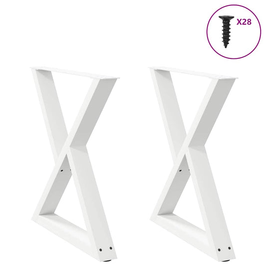 Esstisch Beine 2 Stück Weiß 70x(72-73,3) cm Stahl