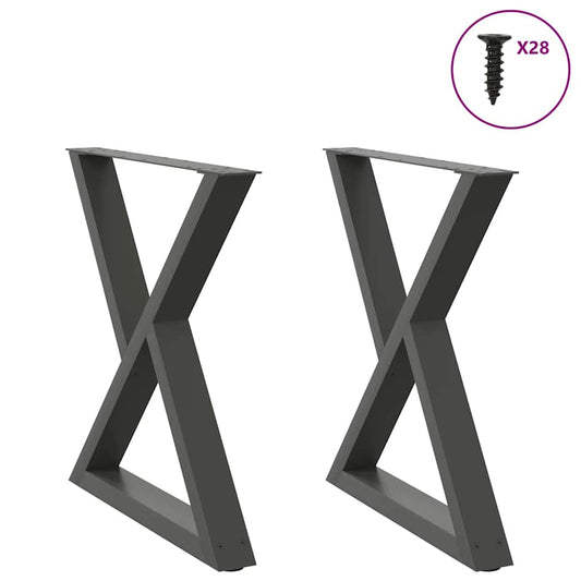 Dining table legs 2 pieces anthracite 70x(72-73.3) cm steel