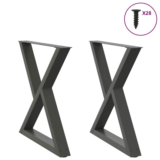 Dining table legs 2 pieces anthracite 80x(72-73.3) cm steel