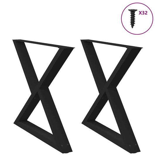 Dining table legs 2 pieces black 90x(72-73.3) cm steel