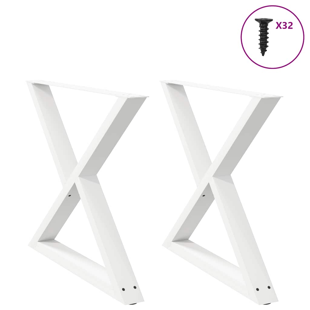 Pieds de table à manger 2 pièces blanc 90x(72-73,3) cm acier