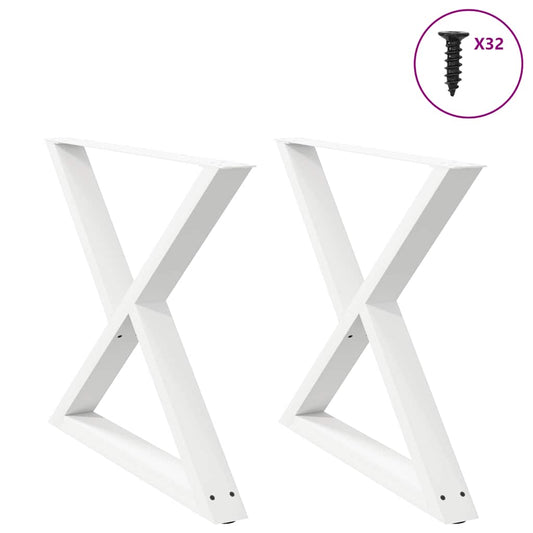 Pieds de table à manger 2 pièces blanc 90x(72-73,3) cm acier