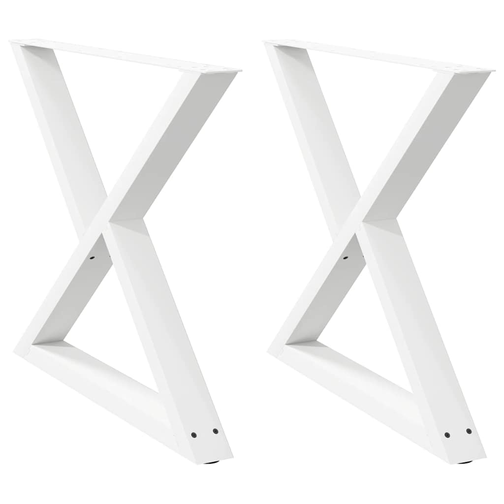 Pieds de table à manger 2 pièces blanc 90x(72-73,3) cm acier