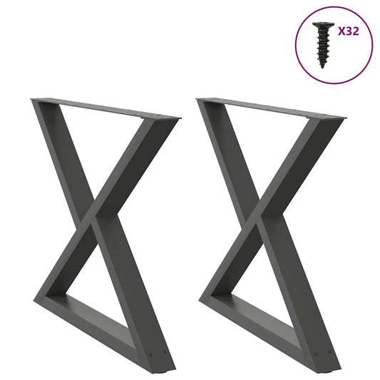 Dining table legs 2 pieces anthracite 90x(72-73.3) cm steel