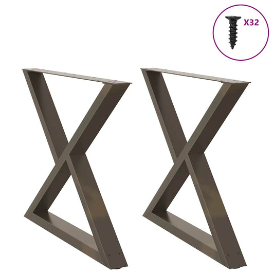 Dining table legs 2 pieces natural steel 90x(72-73.3) cm steel