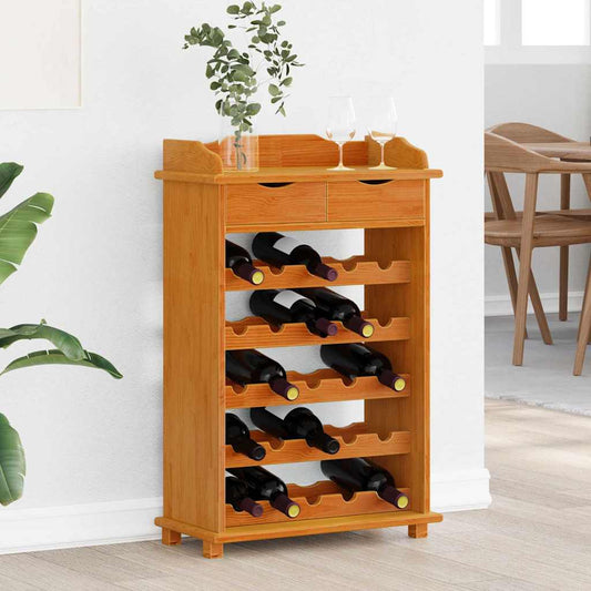 Weinregal Braun 90 x 60 x 30 cm Massivholz Kiefer
