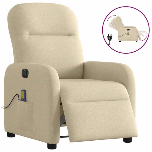 Fauteuil de massage électrique en tissu crème