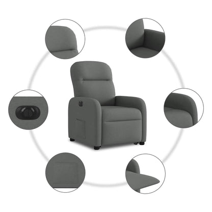Relaxsessel mit Aufstehhilfe Elektrisch Dunkelgrau Stoff