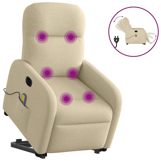 Fauteuil de massage électrique avec aide au verticalisation en tissu crème