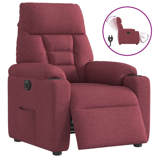 Relaxsessel Elektrisch Weinrot Stoff