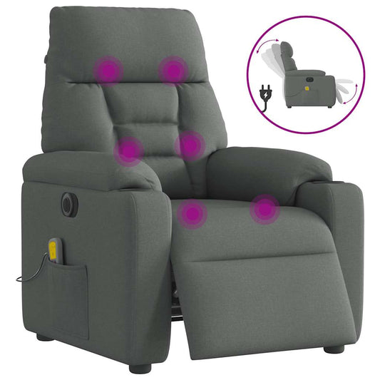 Massagesessel Elektrisch Dunkelgrau Stoff