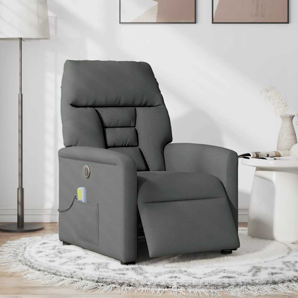 Massagesessel Elektrisch Dunkelgrau Stoff