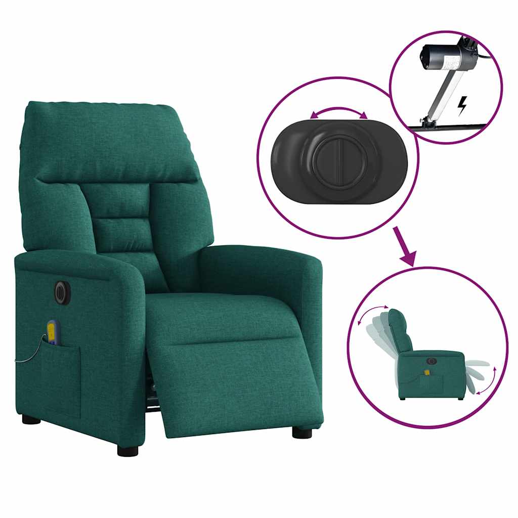 Massagesessel Elektrisch Dunkelgrün Stoff