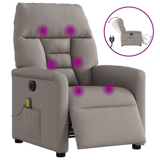 Massagesessel Elektrisch Taupe Stoff