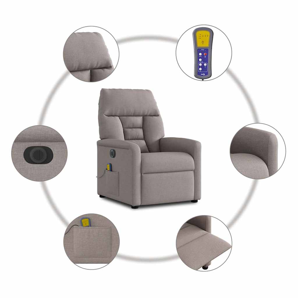 Massagesessel Elektrisch Taupe Stoff