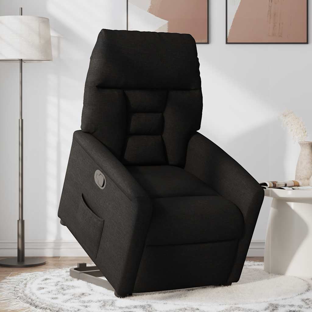 Relaxsessel mit Aufstehhilfe Schwarz Stoff