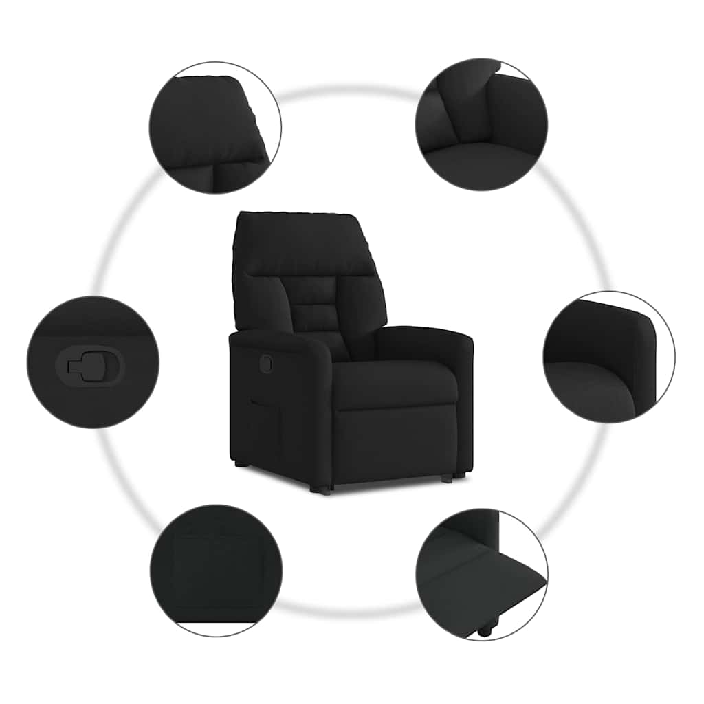 Relaxsessel mit Aufstehhilfe Schwarz Stoff