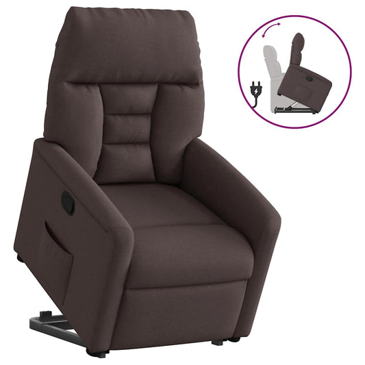 Relaxsessel mit Aufstehhilfe Dunkelbraun Stoff