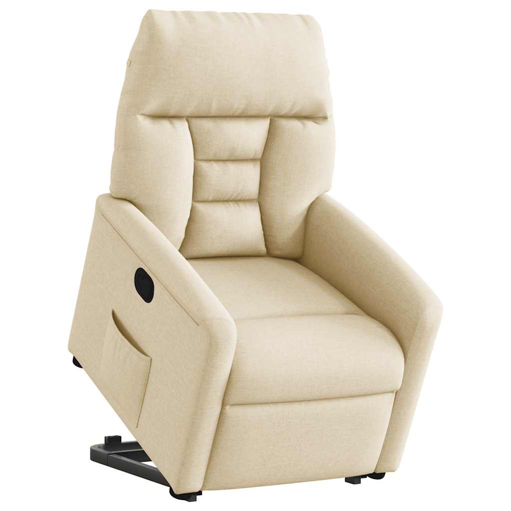 Relaxsessel mit Aufstehhilfe Creme Stoff
