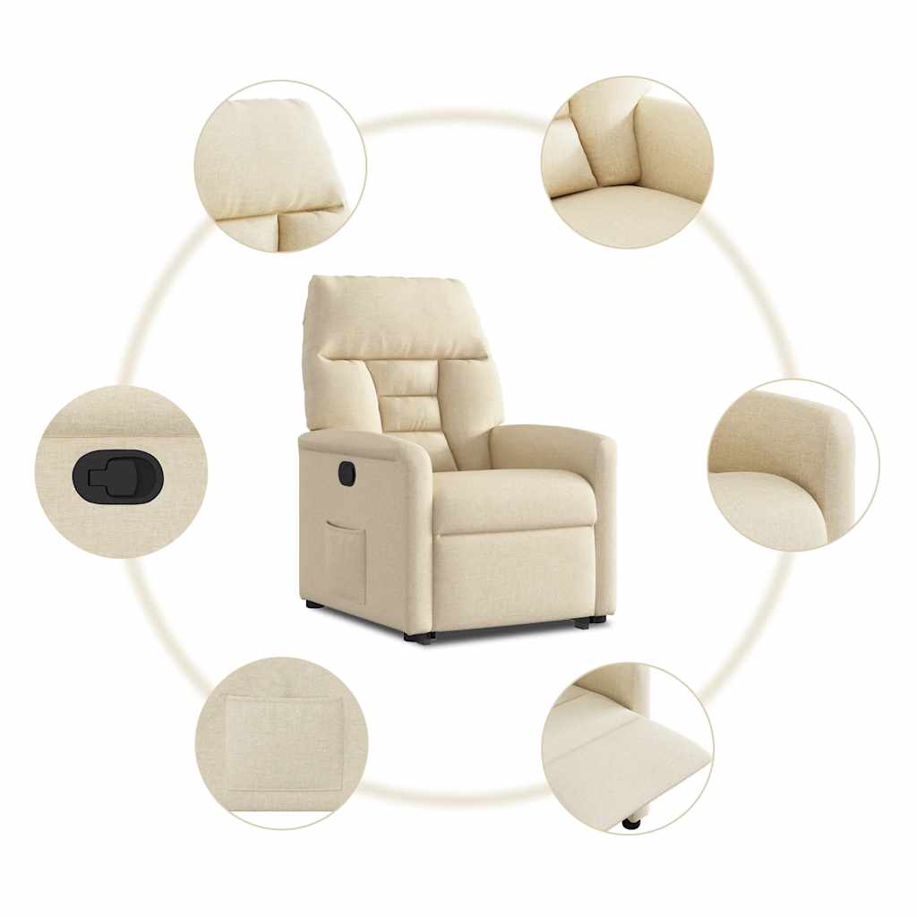 Relaxsessel mit Aufstehhilfe Creme Stoff