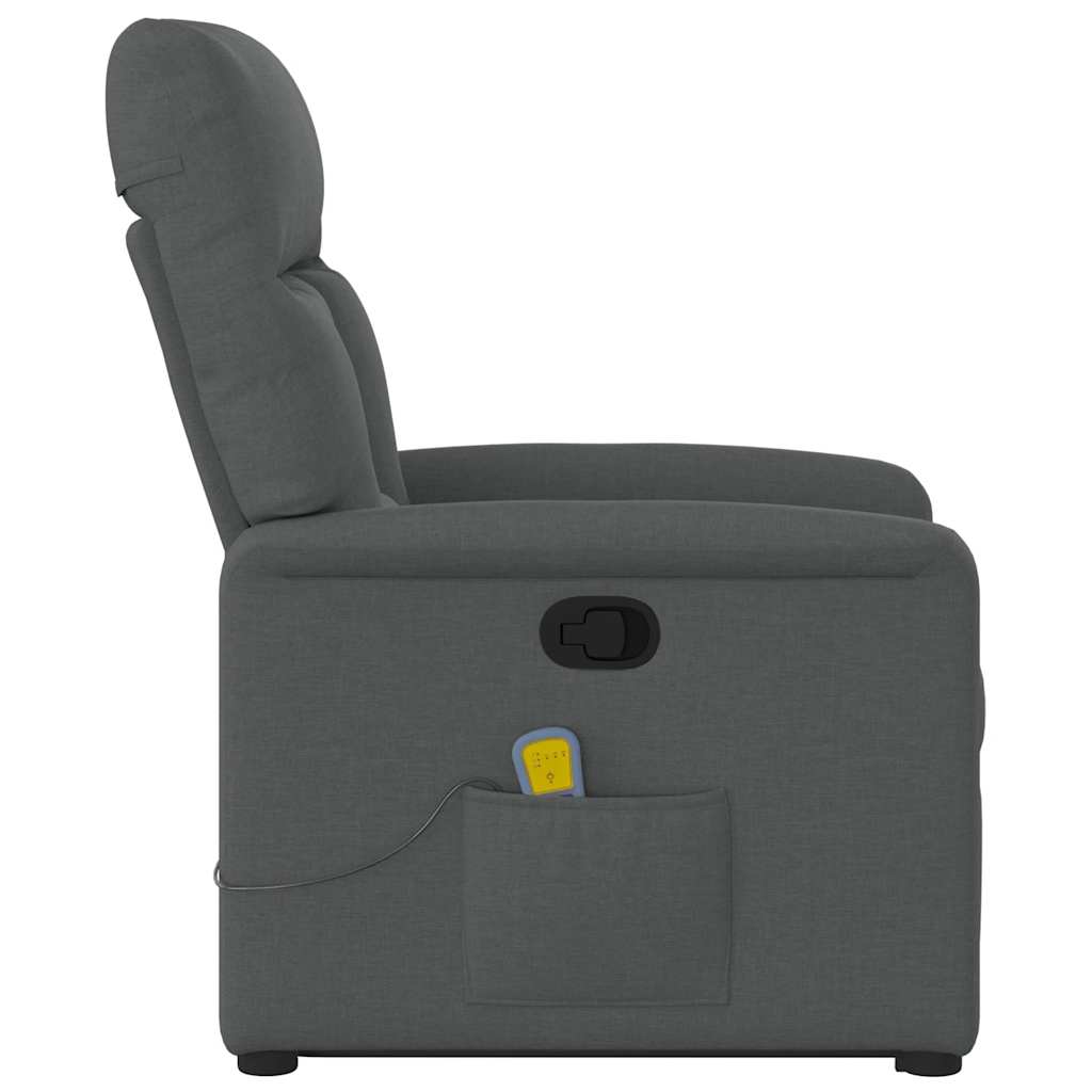 Massagesessel mit Aufstehhilfe Dunkelgrau Stoff