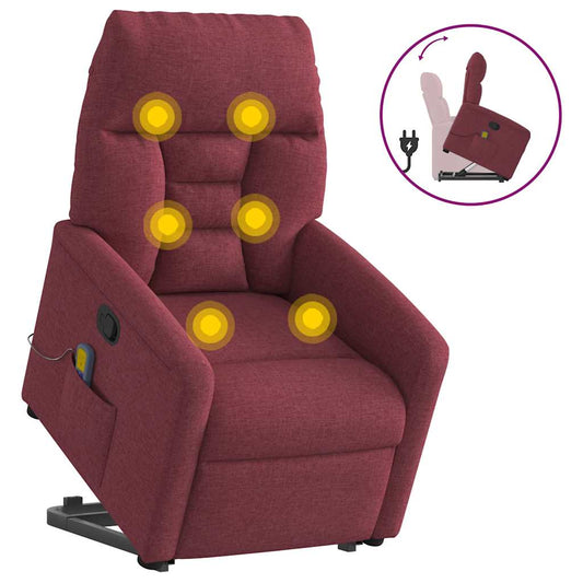 Massagesessel mit Aufstehhilfe Weinrot Stoff