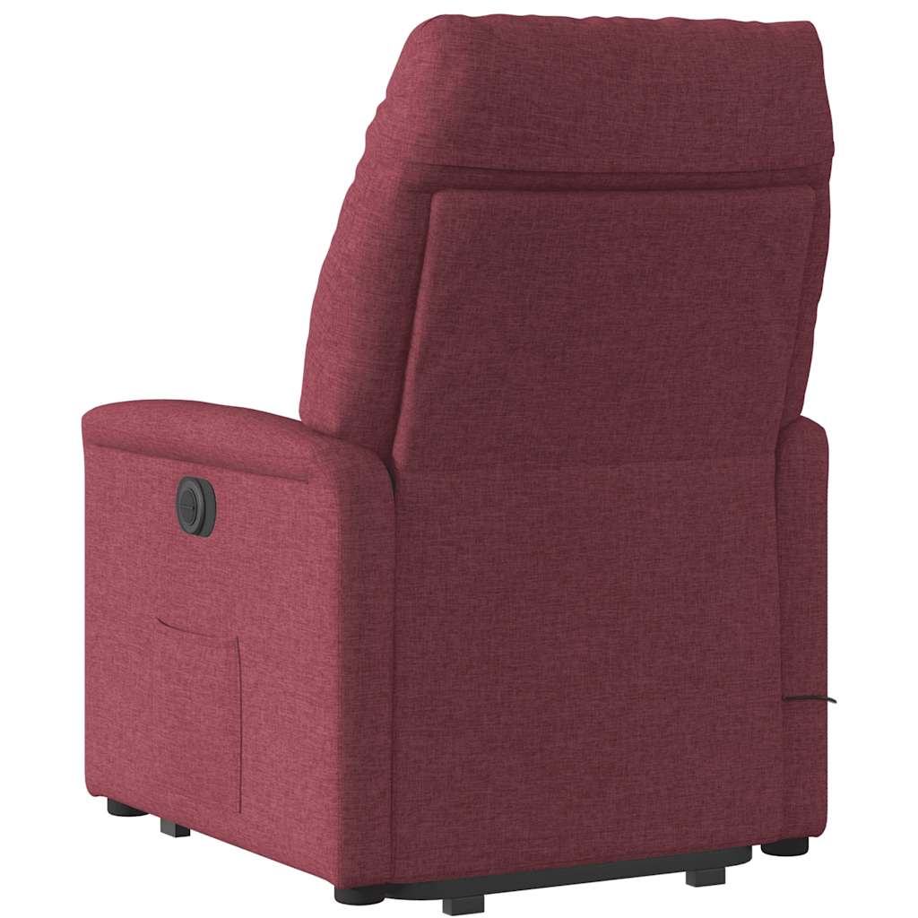 Massagesessel mit Aufstehhilfe Weinrot Stoff