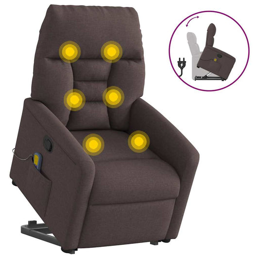 Massagesessel mit Aufstehhilfe Dunkelbraun Stoff