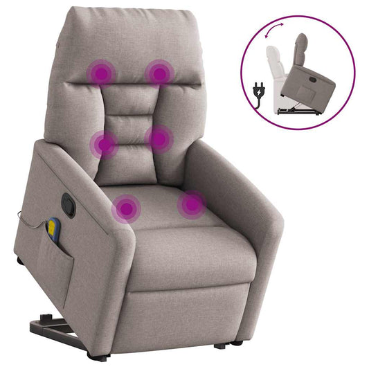 Massagesessel mit Aufstehhilfe Taupe Stoff