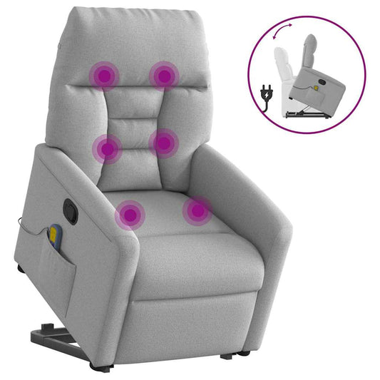 Massagesessel mit Aufstehhilfe Wolkengrau Stoff