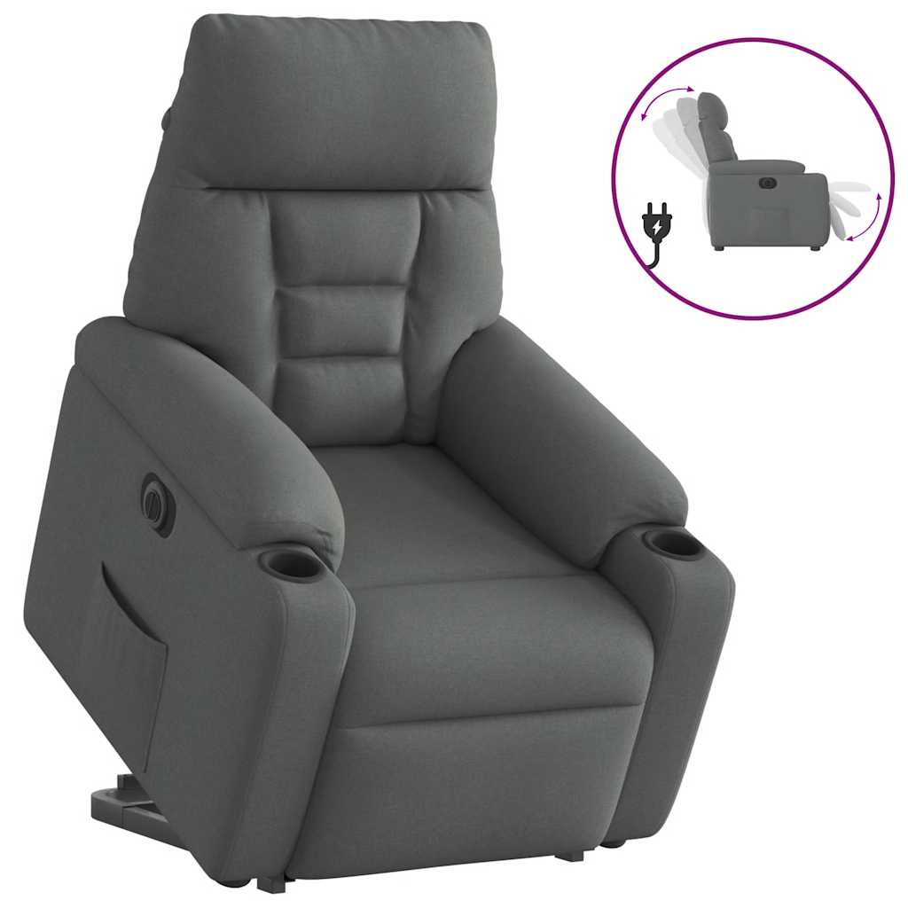 Relaxsessel mit Aufstehhilfe Elektrisch Dunkelgrau Stoff