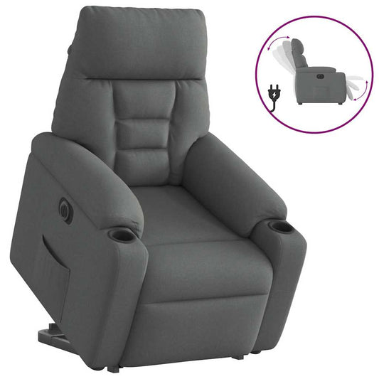 Relaxsessel mit Aufstehhilfe Elektrisch Dunkelgrau Stoff