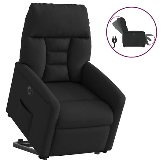 Relaxsessel mit Aufstehhilfe Elektrisch Schwarz Stoff