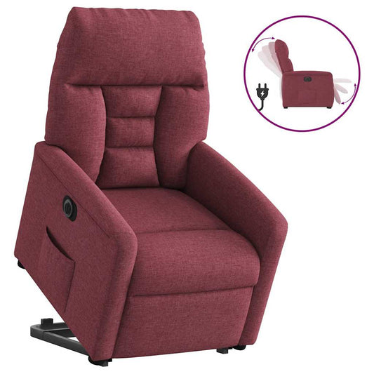 Relaxsessel mit Aufstehhilfe Elektrisch Weinrot Stoff