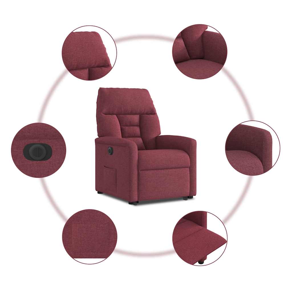 Relaxsessel mit Aufstehhilfe Elektrisch Weinrot Stoff