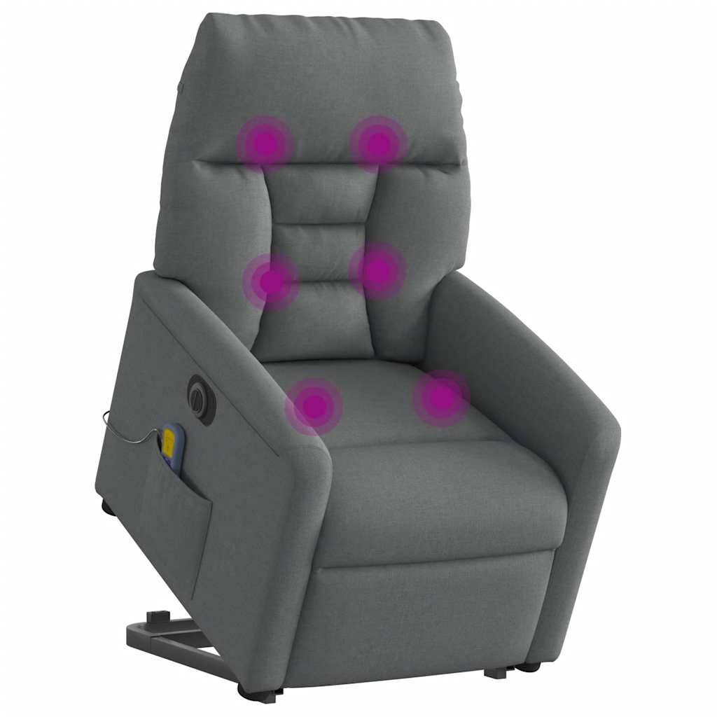 Elektrischer Massagesessel mit Aufstehhilfe Dunkelgrau Stoff