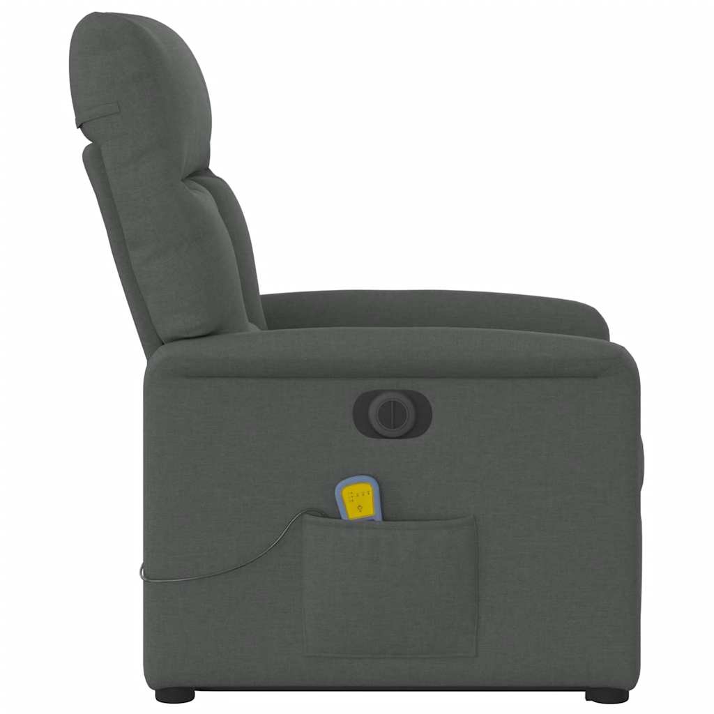Elektrischer Massagesessel mit Aufstehhilfe Dunkelgrau Stoff
