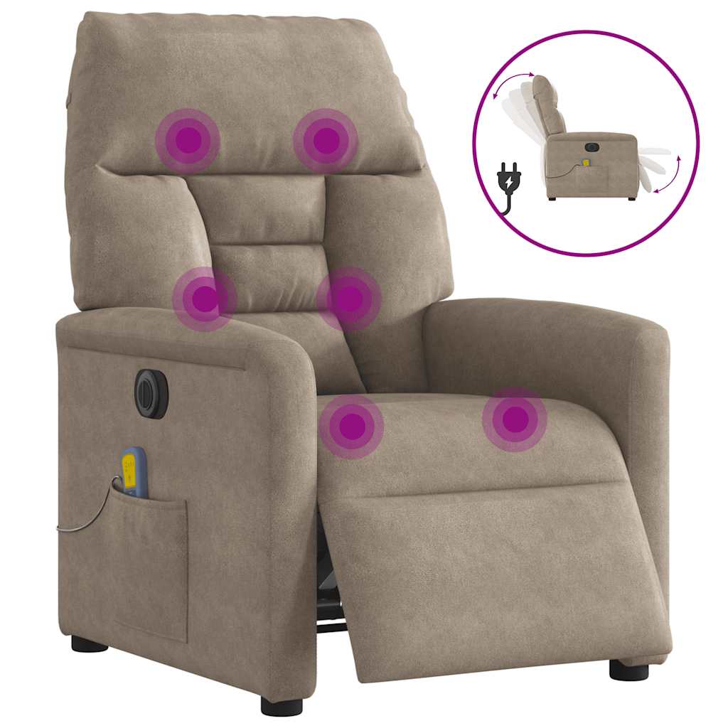 Massagesessel Elektrisch Taupe Mikrofasergewebe