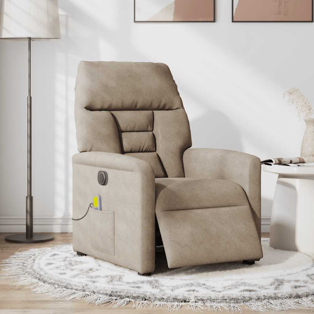 Massagesessel Elektrisch Taupe Mikrofasergewebe